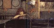 Fernand Khnopff I lock my dorr upon myself oil painting artist